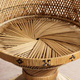 Emmanuelle XXL chair with armrests, rattan canning, bohemian style, circa 1970