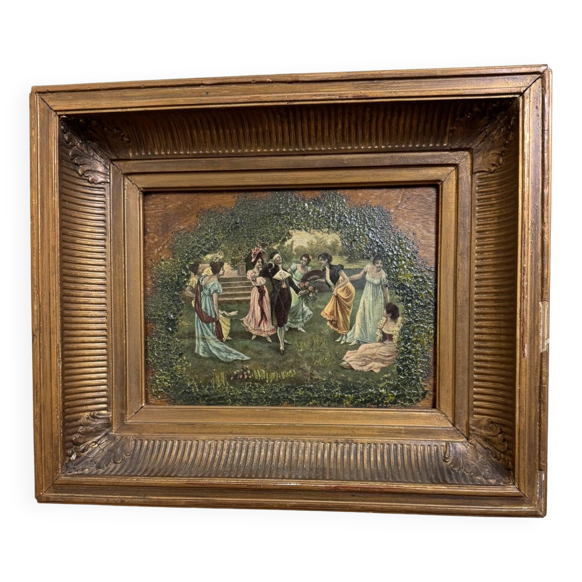 Romantic oil painting on panel from the 19th century