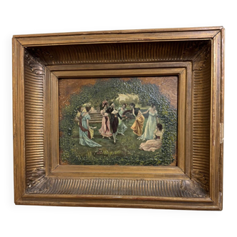 Romantic oil painting on panel from the 19th century