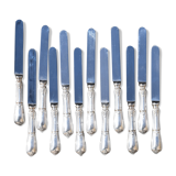 12 table knives in silver metal decor rocaille louis xv
