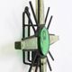 Vintage metal sunburst wall lamp with green glass, 1960s