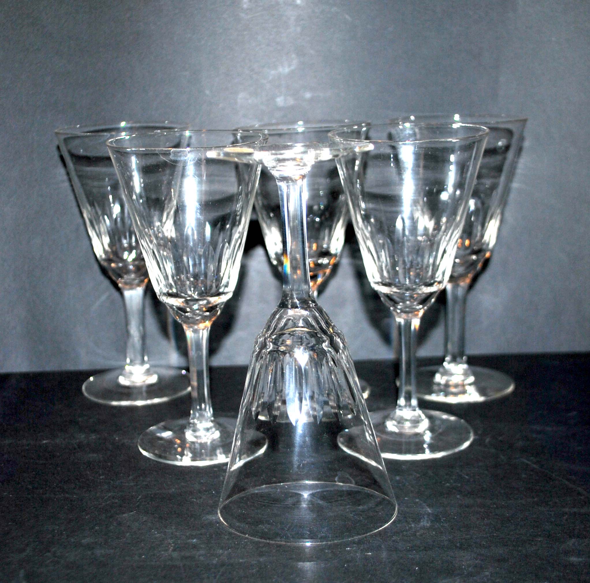 Meisenthal, series of 6 carved glasses