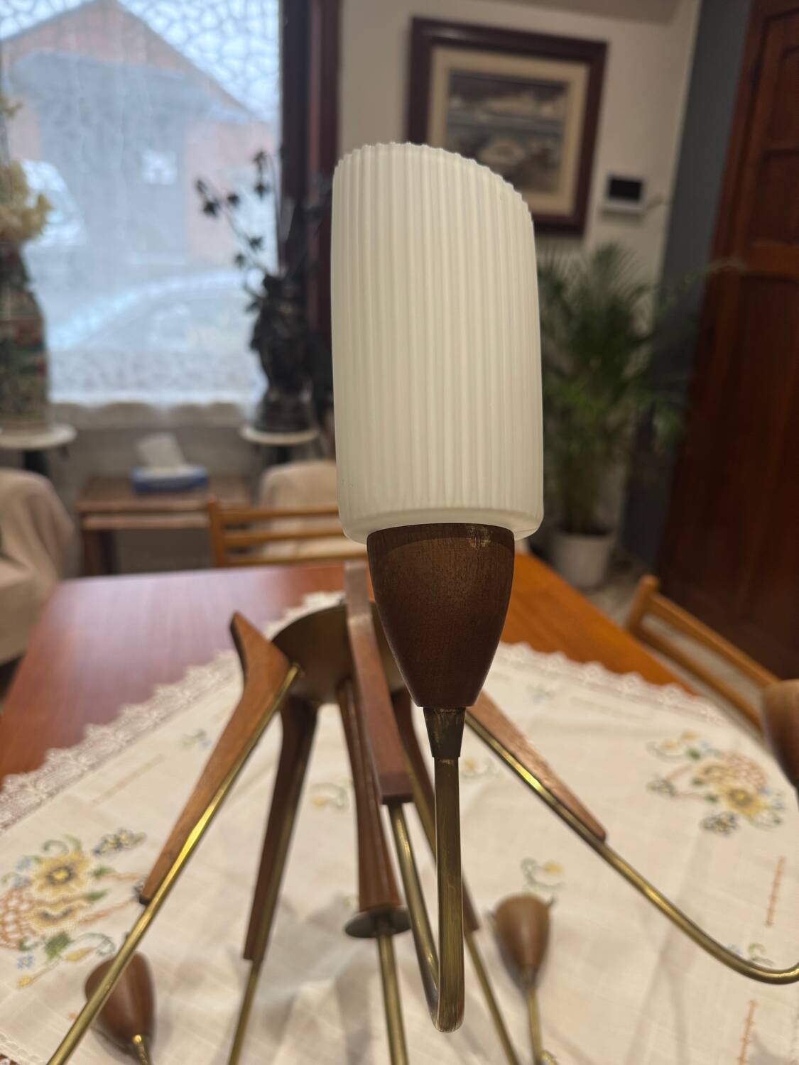 Vintage Scandinavian chandelier with 5 arms (1950s–60s)