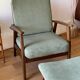 Vintage Scandinavian armchair in teak and green ribbed velvet – "Alrik"