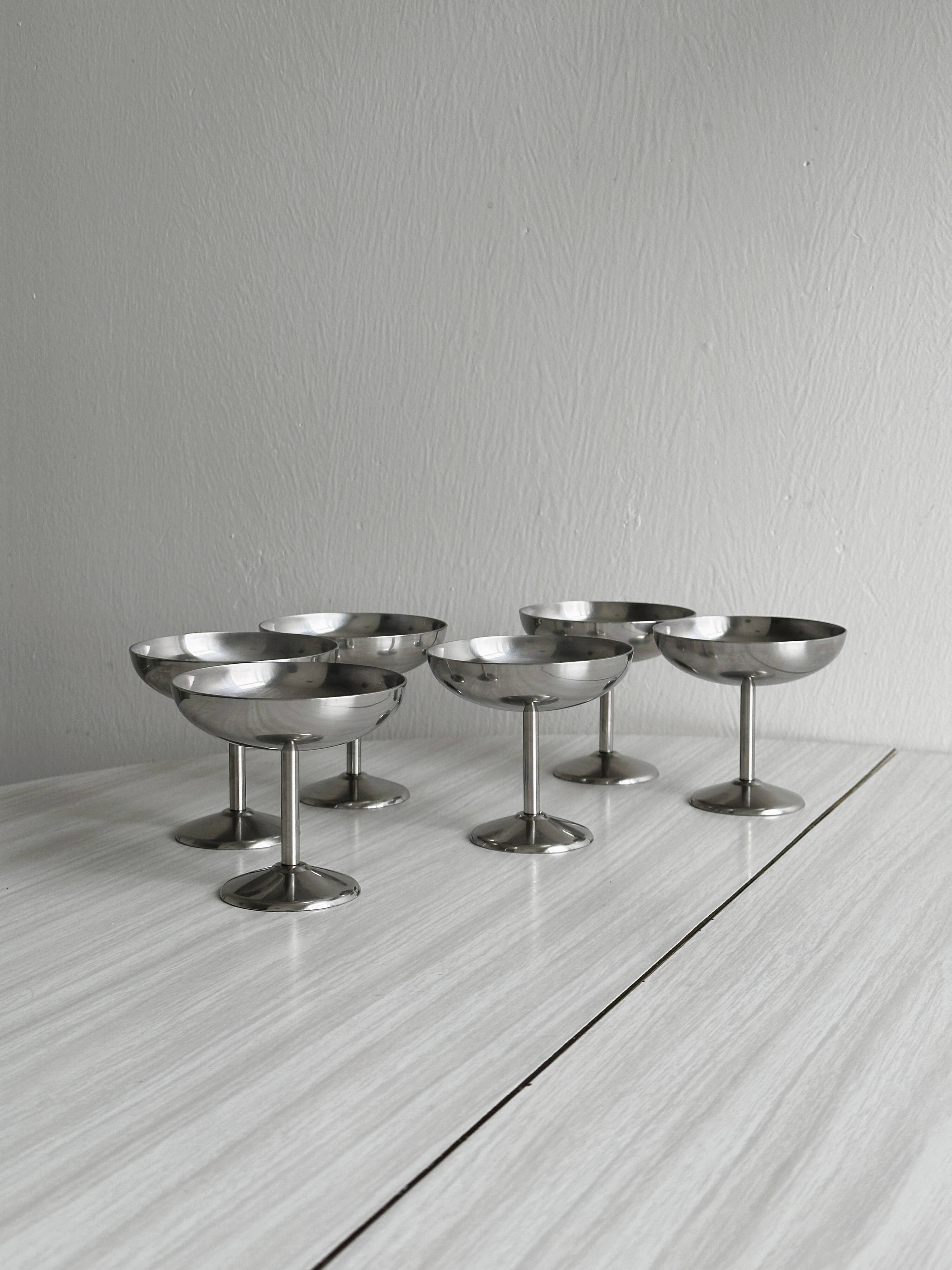 6 stainless steel footed bowls, Letang Remy style
