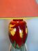 Lampe Drimmer années 80 céramique rouge et iris