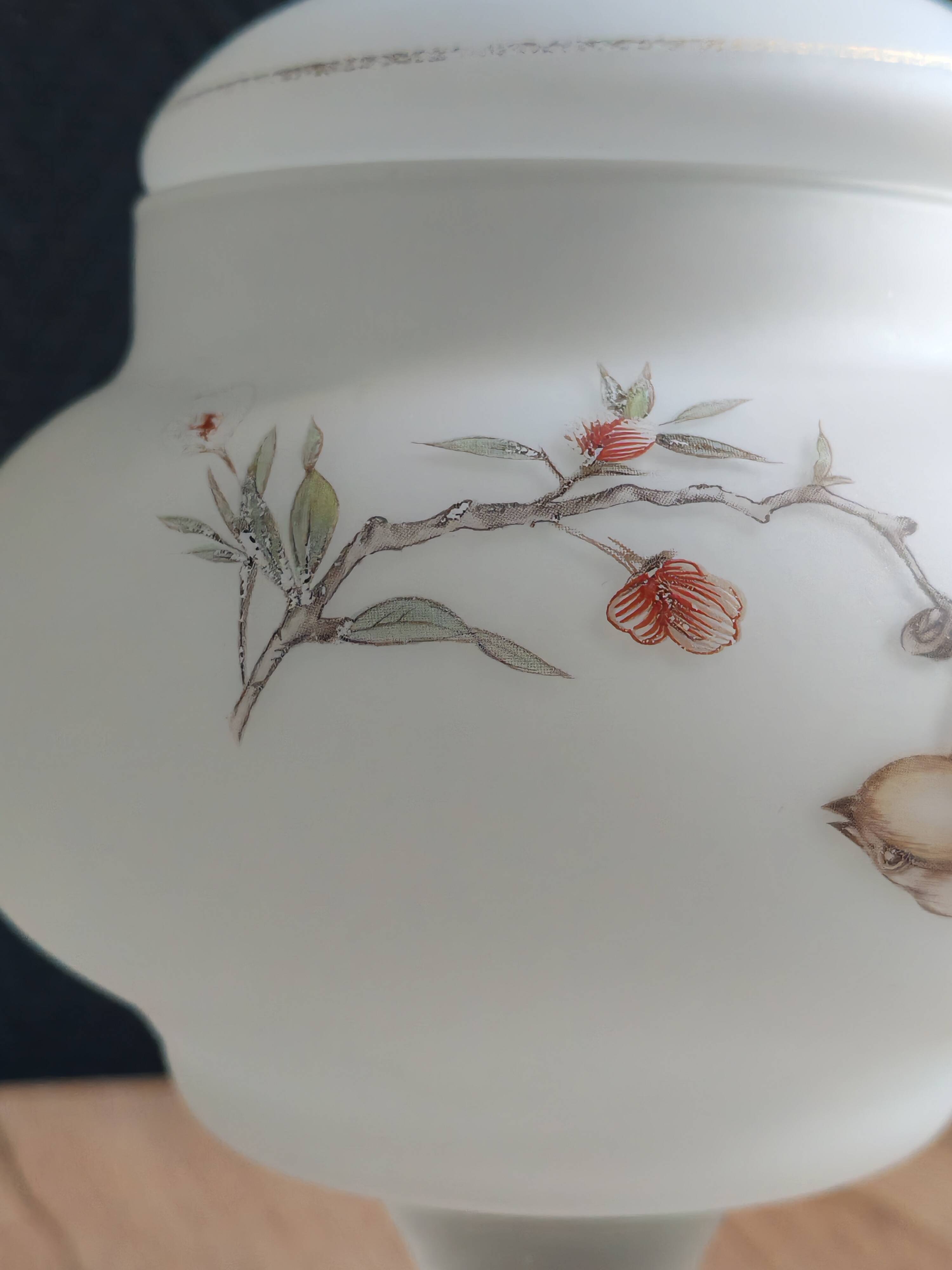 Vintage opaline glass footed bonbonnière