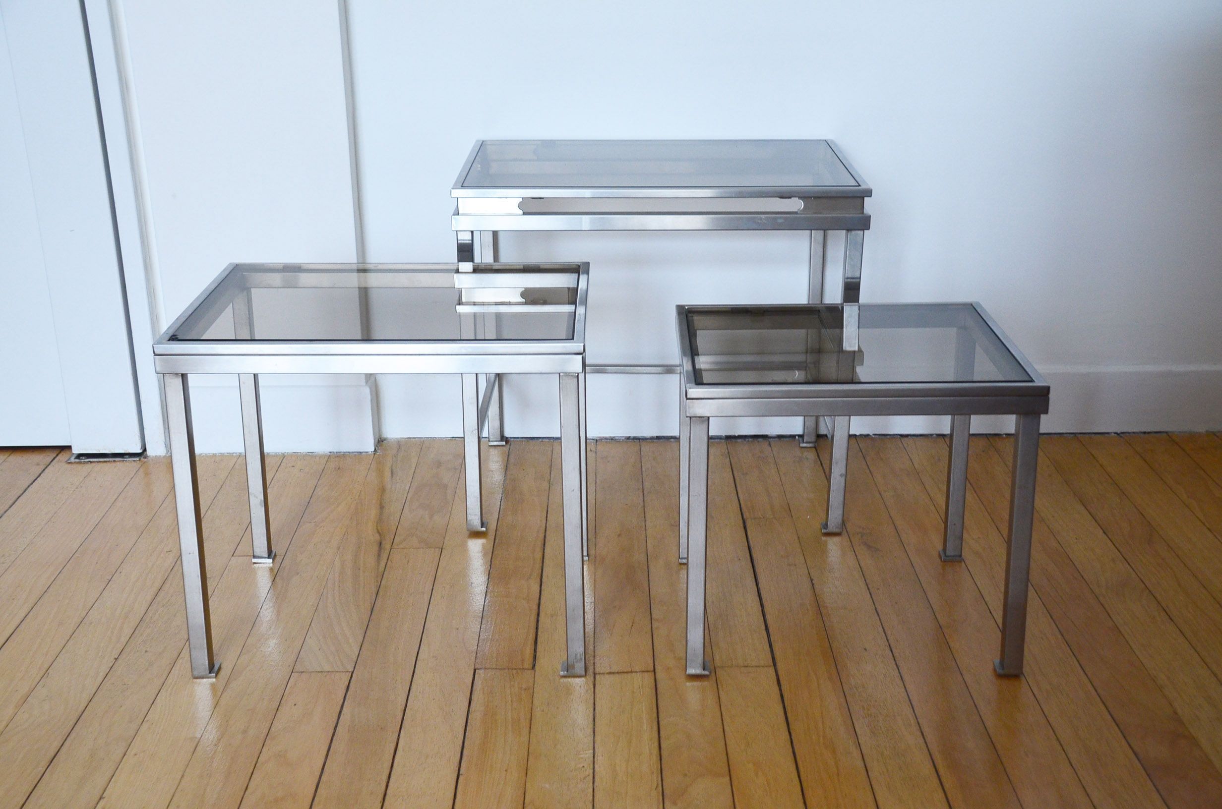 Lot 3 pull out tables by Maison Jansen by Guy Lefèvre 1970