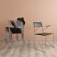 Set of 8 Italian Stackable Metal Wire Dining Chairs, 1980's.