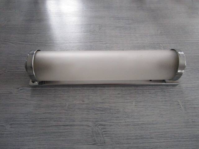 Antique art deco bathroom light in chrome and frosted glass