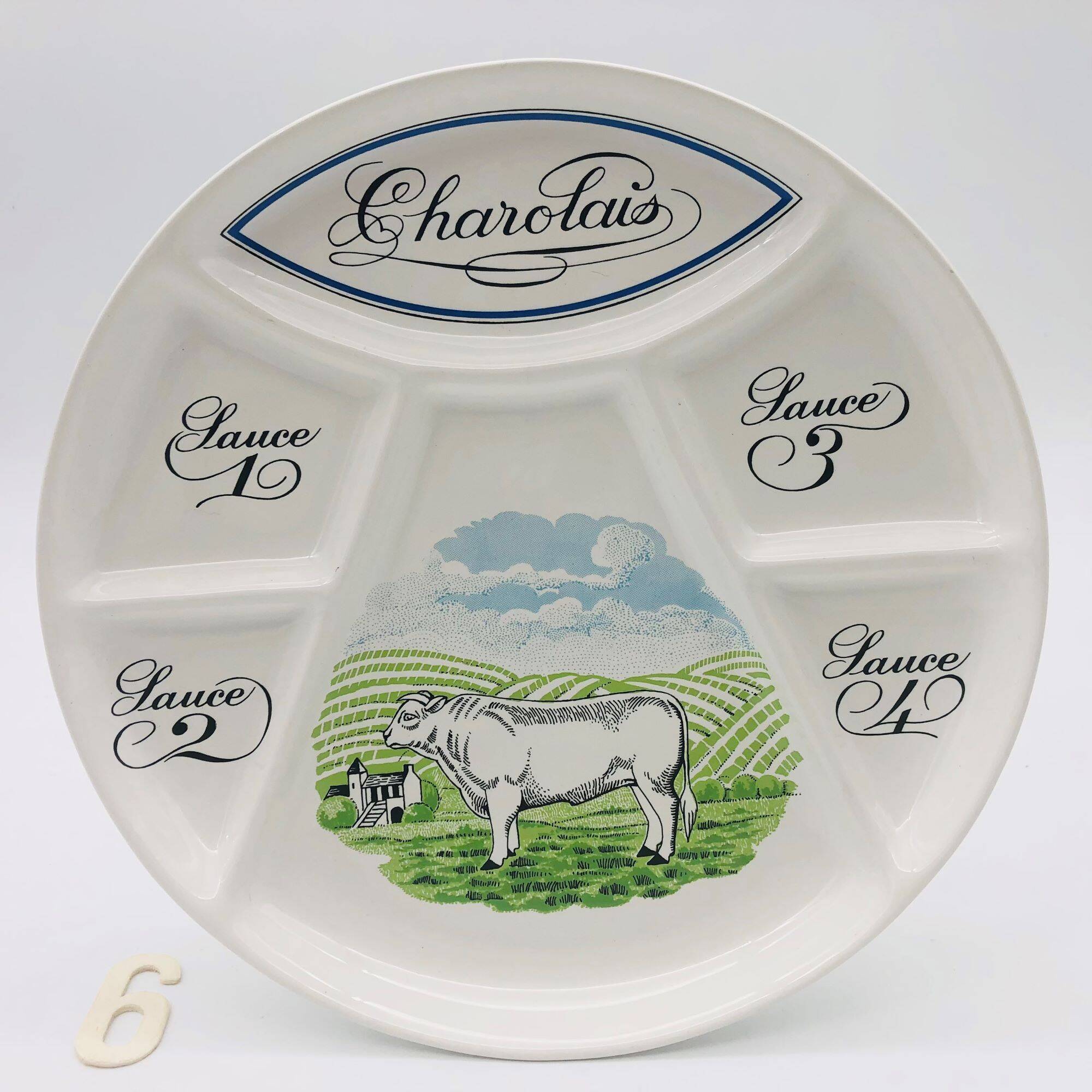 6 Bourguignonne fondue plates, Porcelain and Earthenware from Auteuil - Paris.