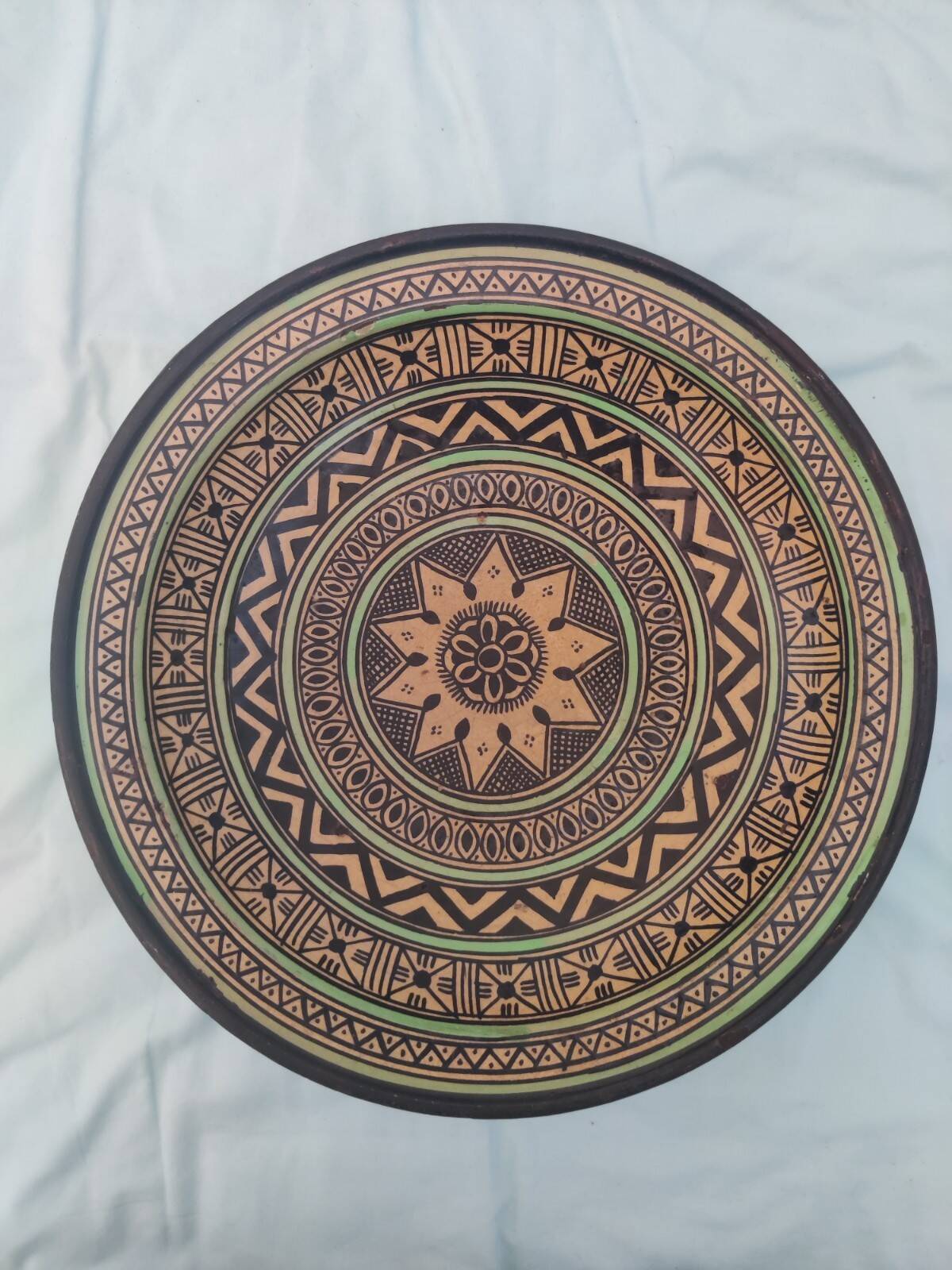 Large Antique Oriental Moroccan Ceramic Platter, 1950