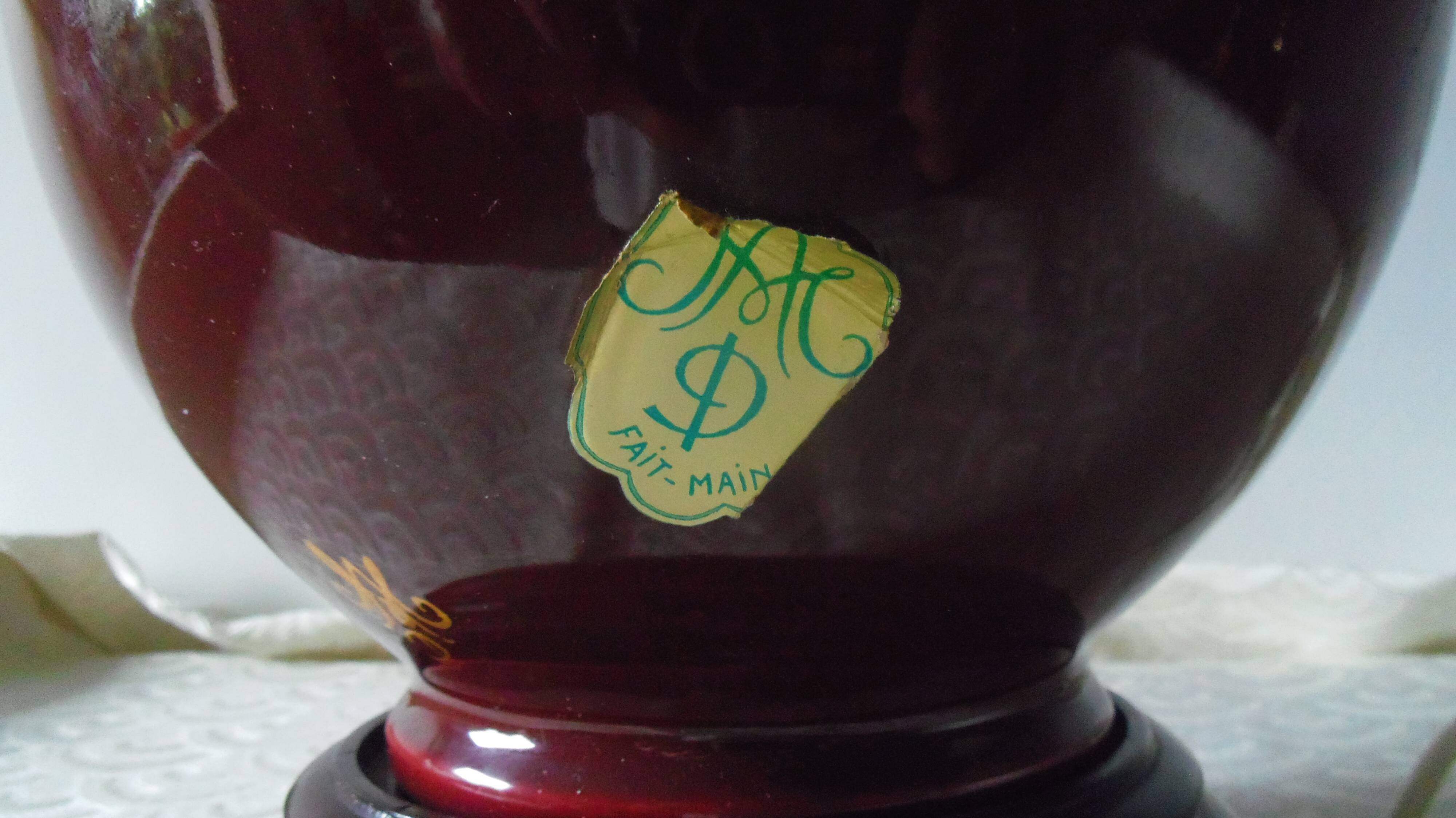 Table lamp. Faience signed M.A.D