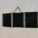 Vintage 1930s barber's triptych mirror, black beveled crystal - 28 x 70 cm