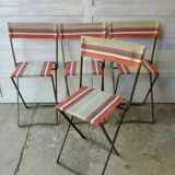 Vintage metal and canvas folding camping chairs