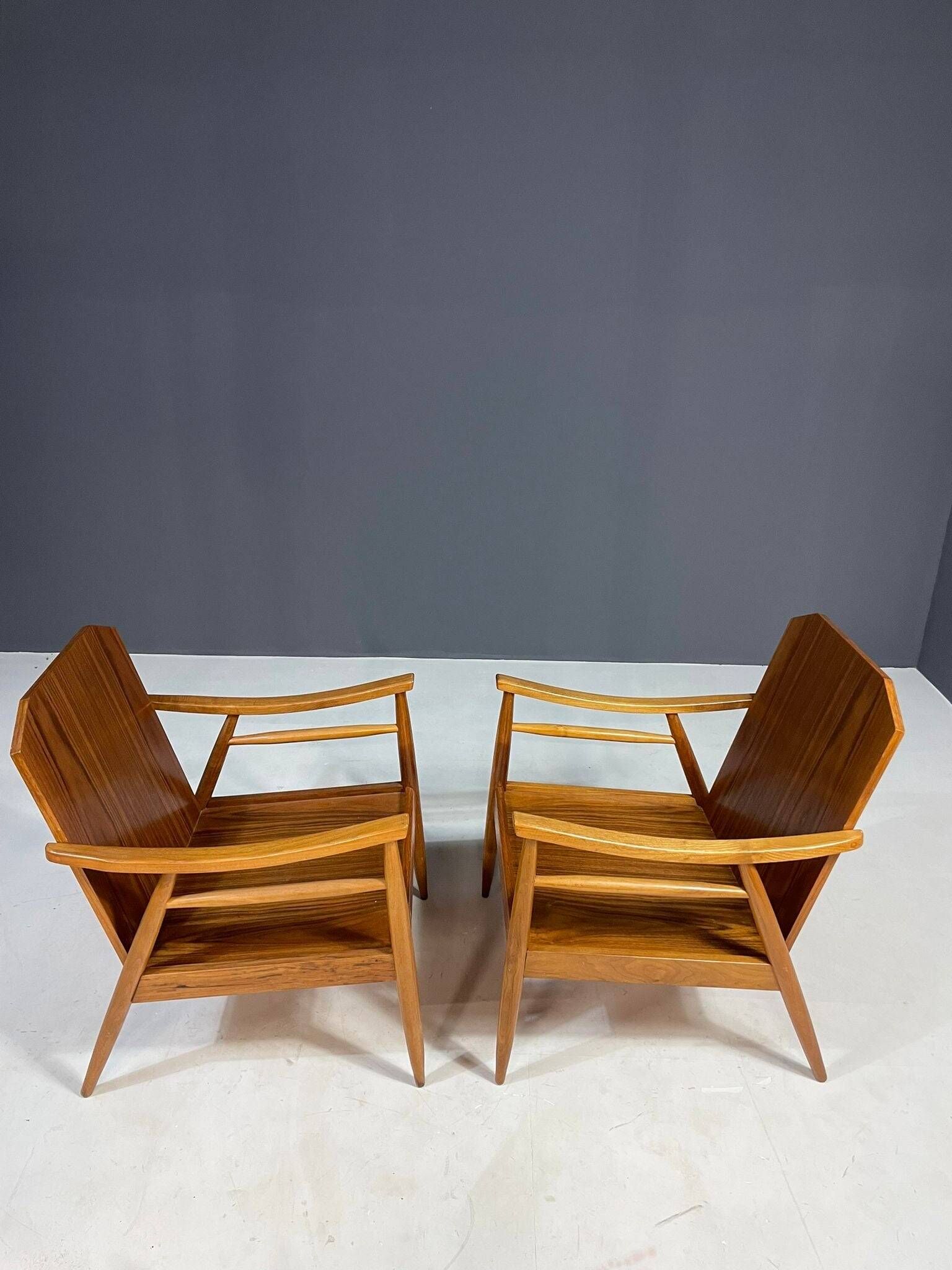 Pair of lounge armchairs mid century modern upholstered 1960s Czechoslovaki