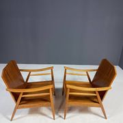 Pair of lounge armchairs mid century modern upholstered 1960s Czechoslovaki