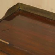 Victorian antique leather Davenport campaign desk with brass gallery.