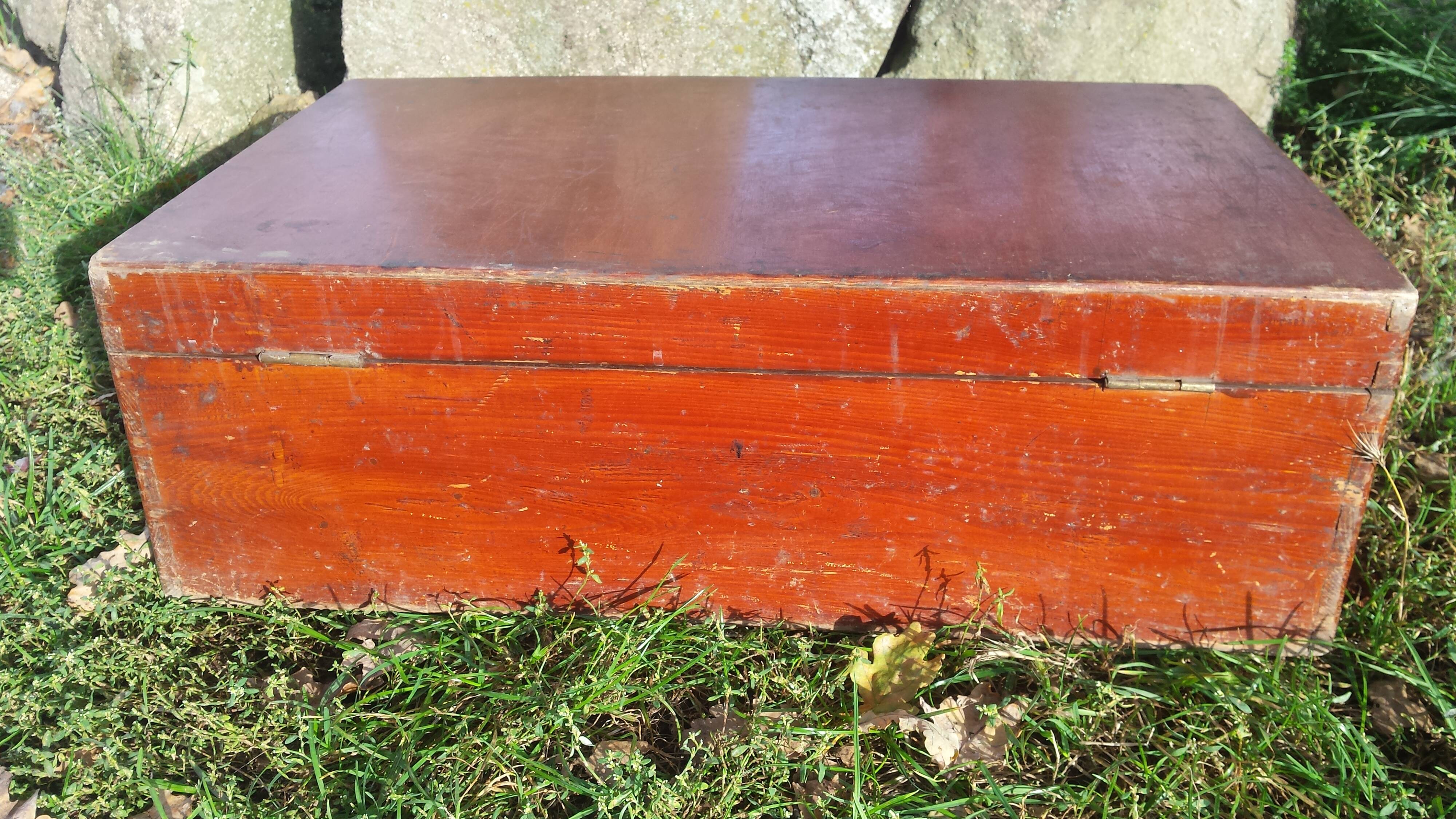 suitcase, wooden trunk