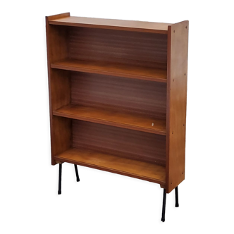 Vintage bibus bookcase from the 60s in golden blond mahogany feet metal tubes