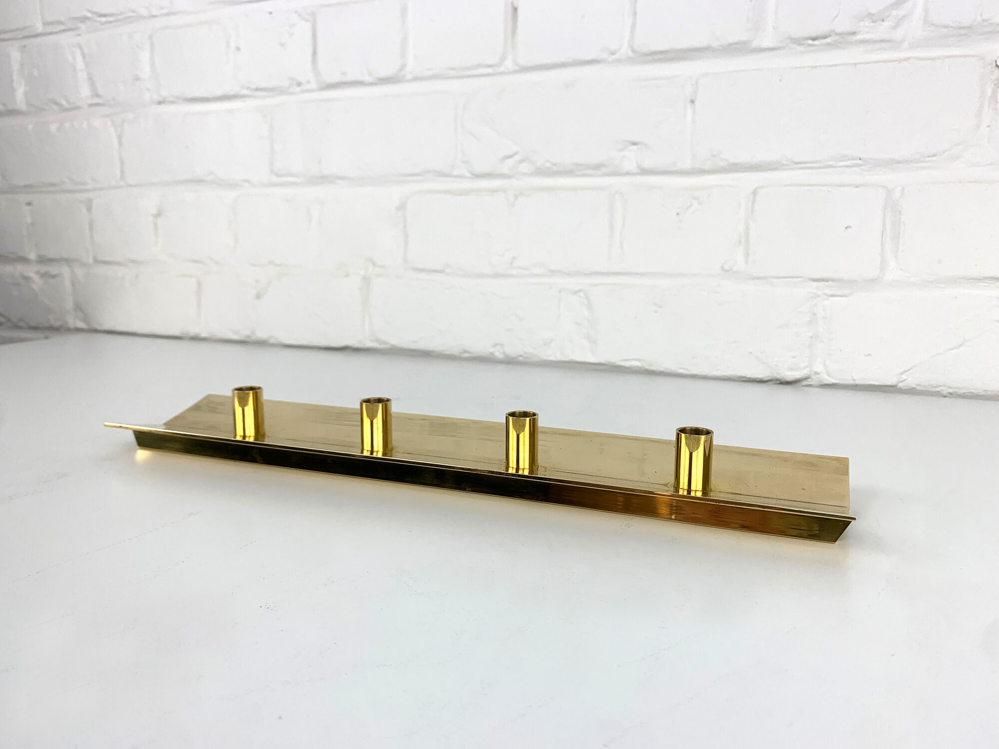 Scandinavian brass candle holder, vintage, Pierre Forsell for Skultuna, 1960