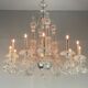 Venetian chandelier in transparent murano glass, 12 arms of light