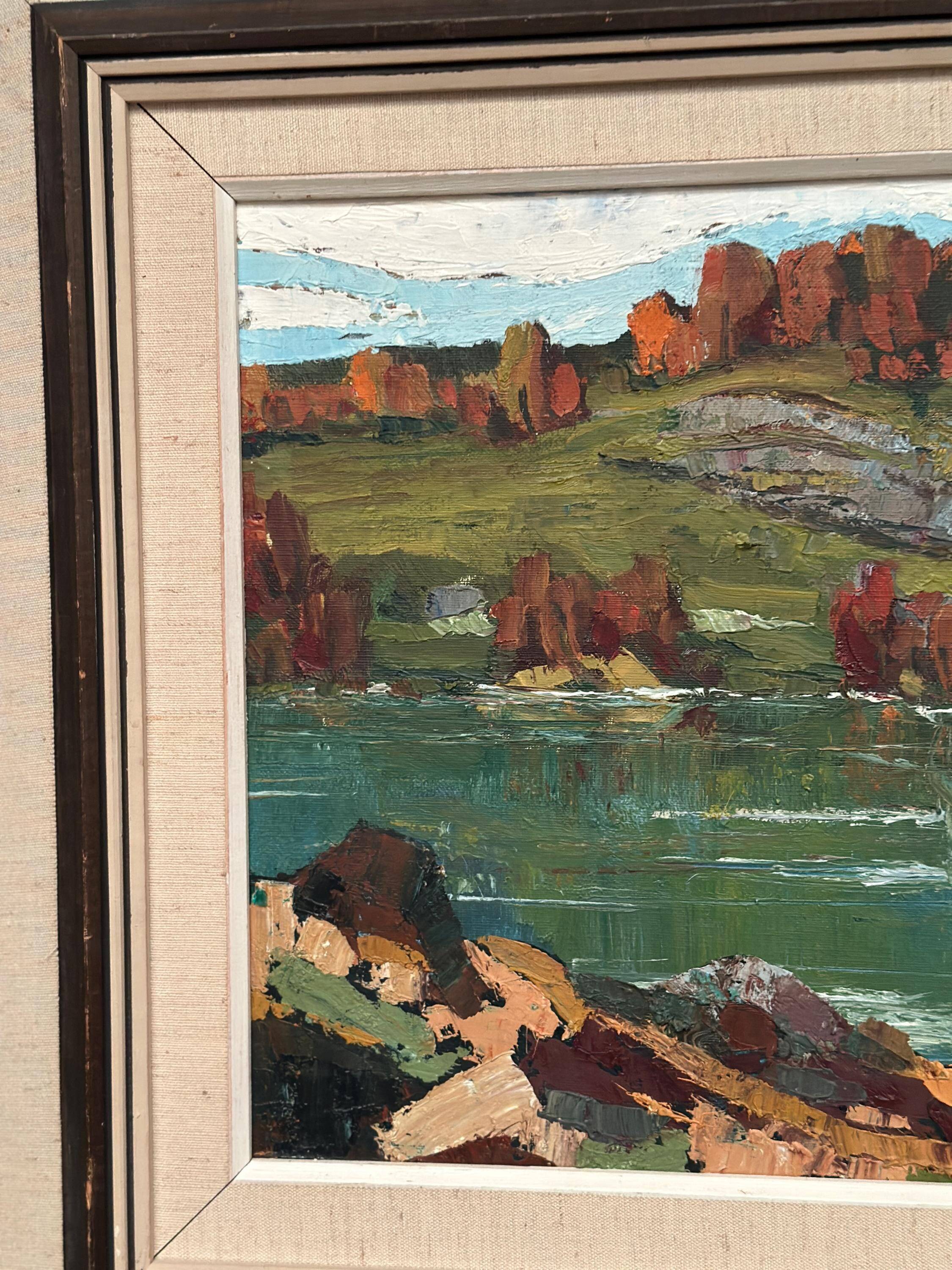 Swedish Oil On Canvas – “River View” By Tage Törngren