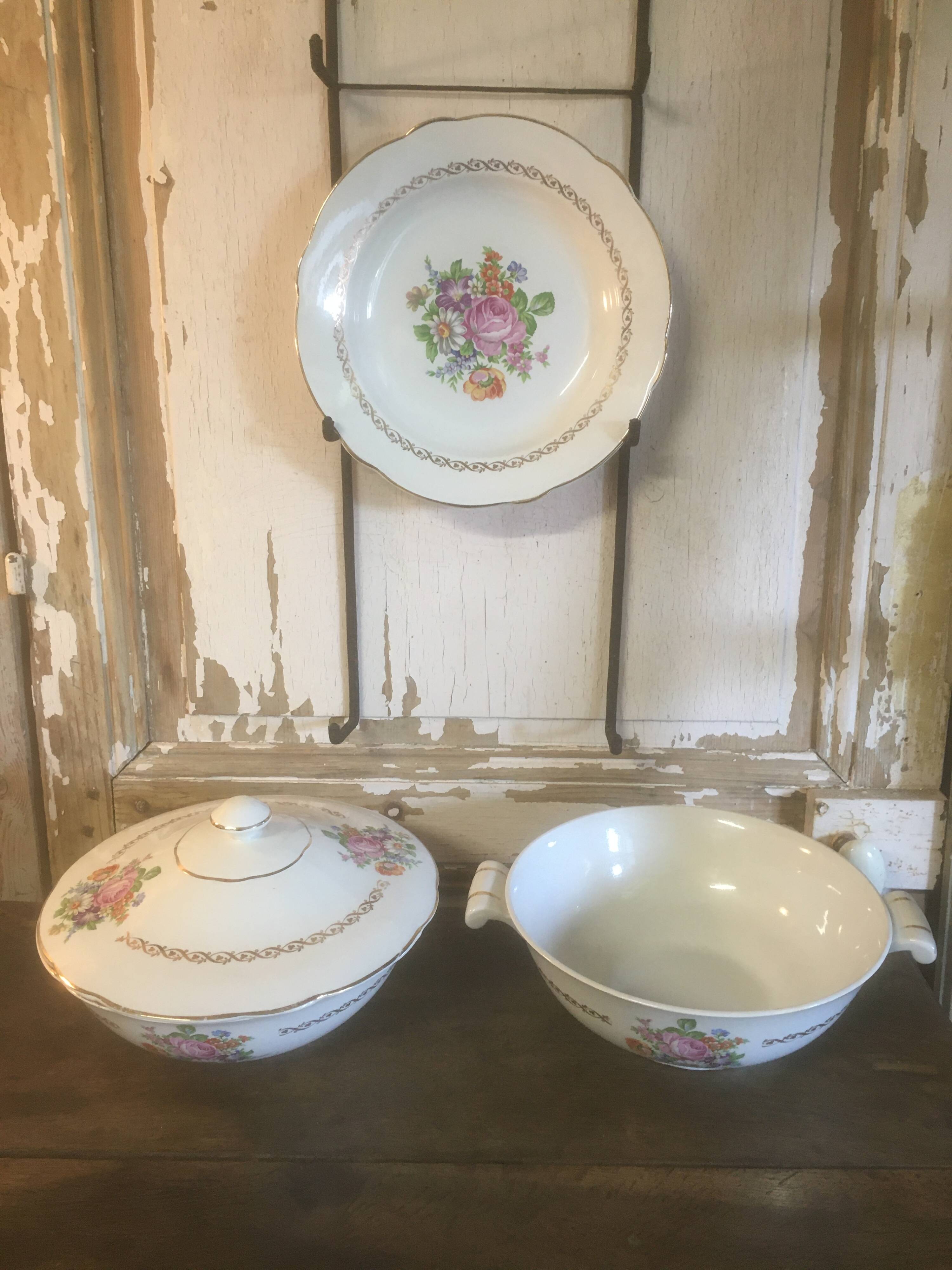 Set of tureen, salad bowl and "Irene" dish in Luneville earthenware