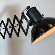 Industrial Black Enamel Scissor Wall Lamp, 1950s