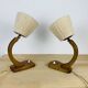 Paire de lampes art déco bois courbé et laine
