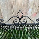 Fireplace screen black metal perforated sheet 3 vintage leaves