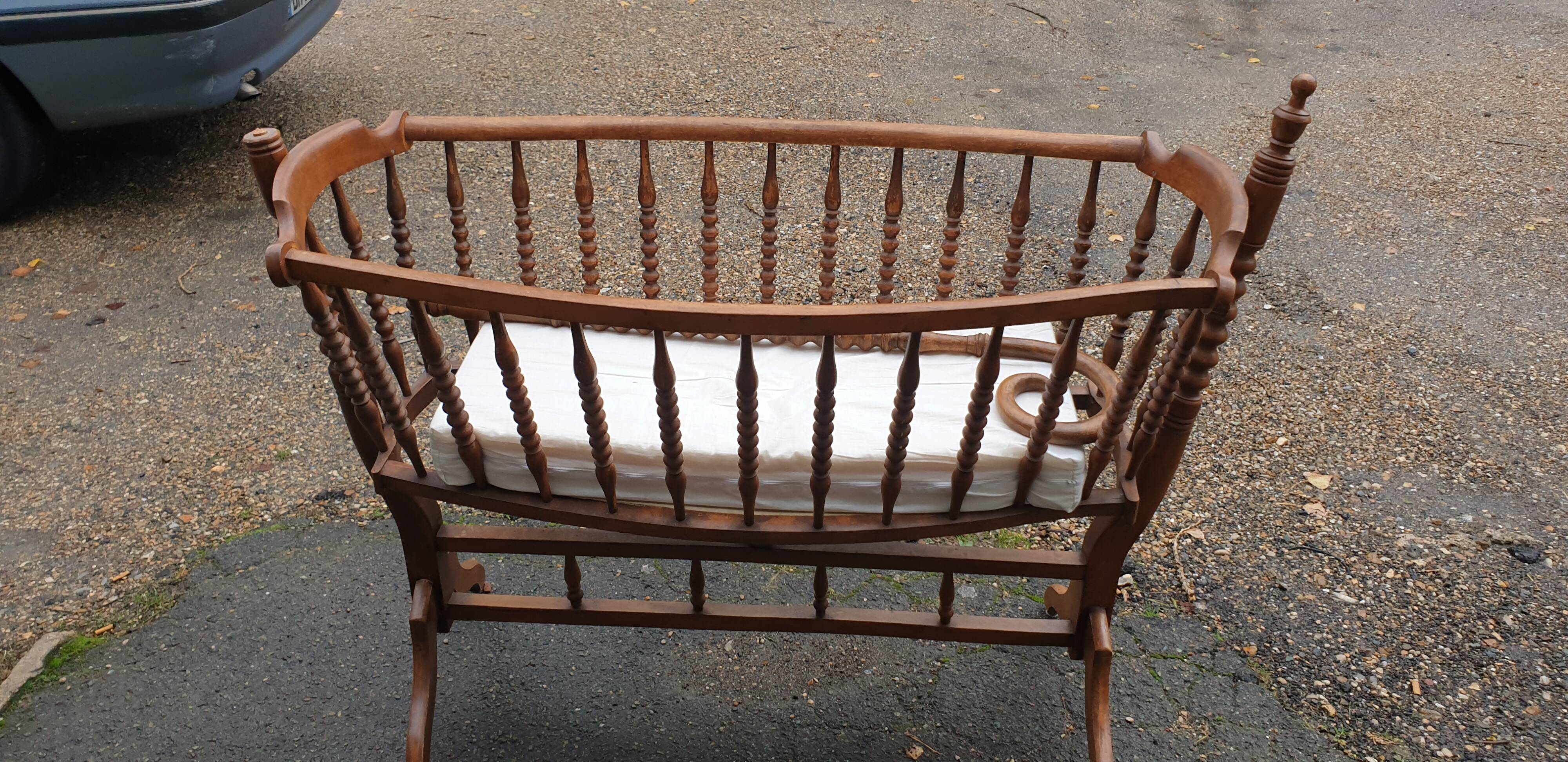 Turned wooden cradle half 20th century