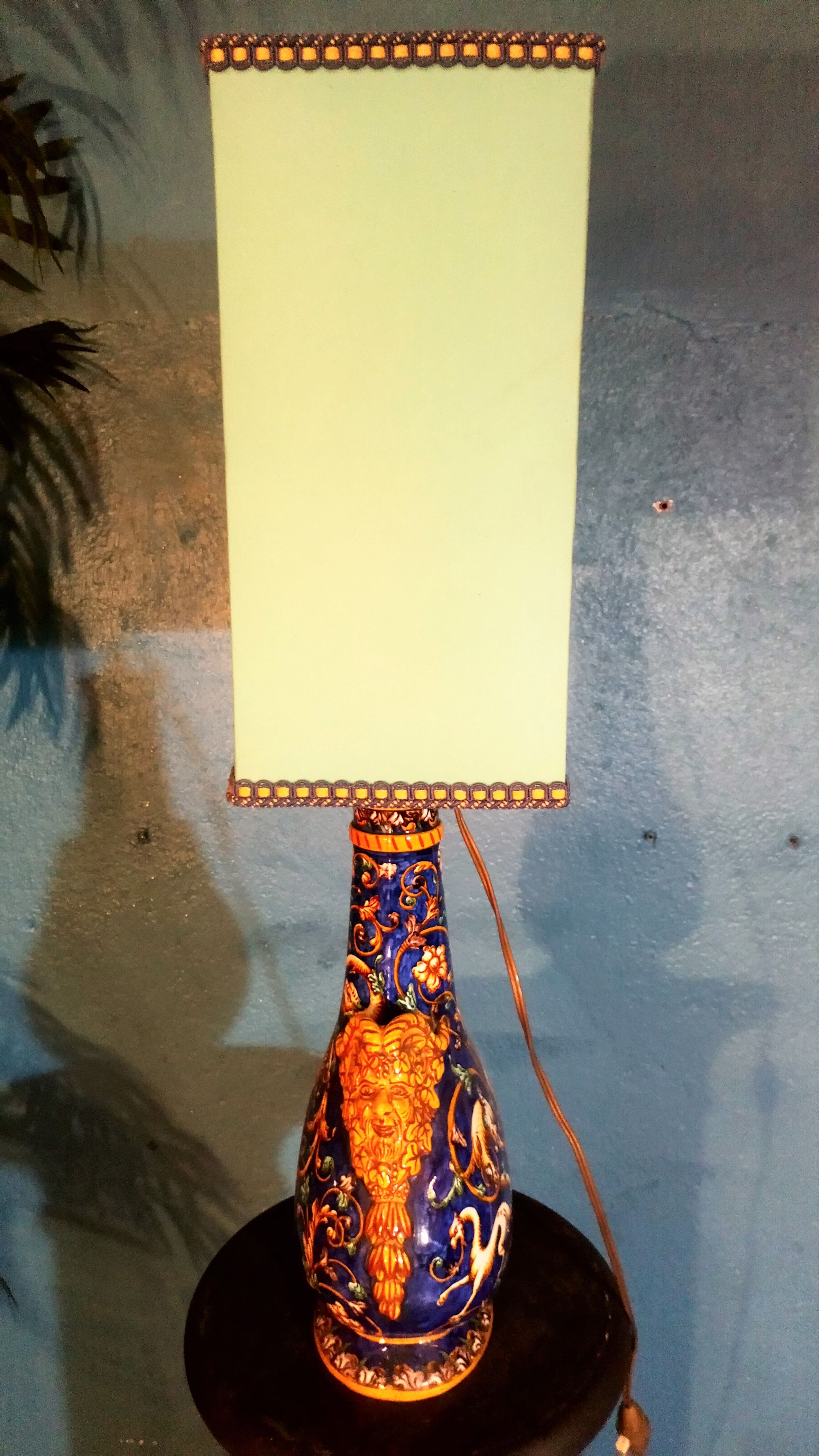 19th century Gien ceramic lamp
