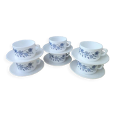 Set de 6 tasses à thé ou chocolat vintage en Arcopal