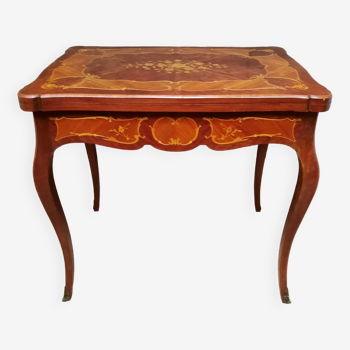 Table à jeu en marqueterie style Louis XV