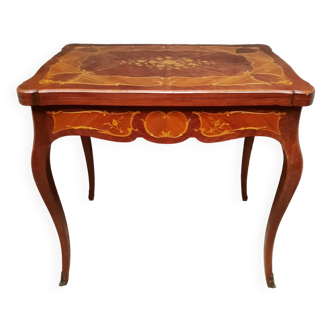 Table à jeu en marqueterie style Louis XV