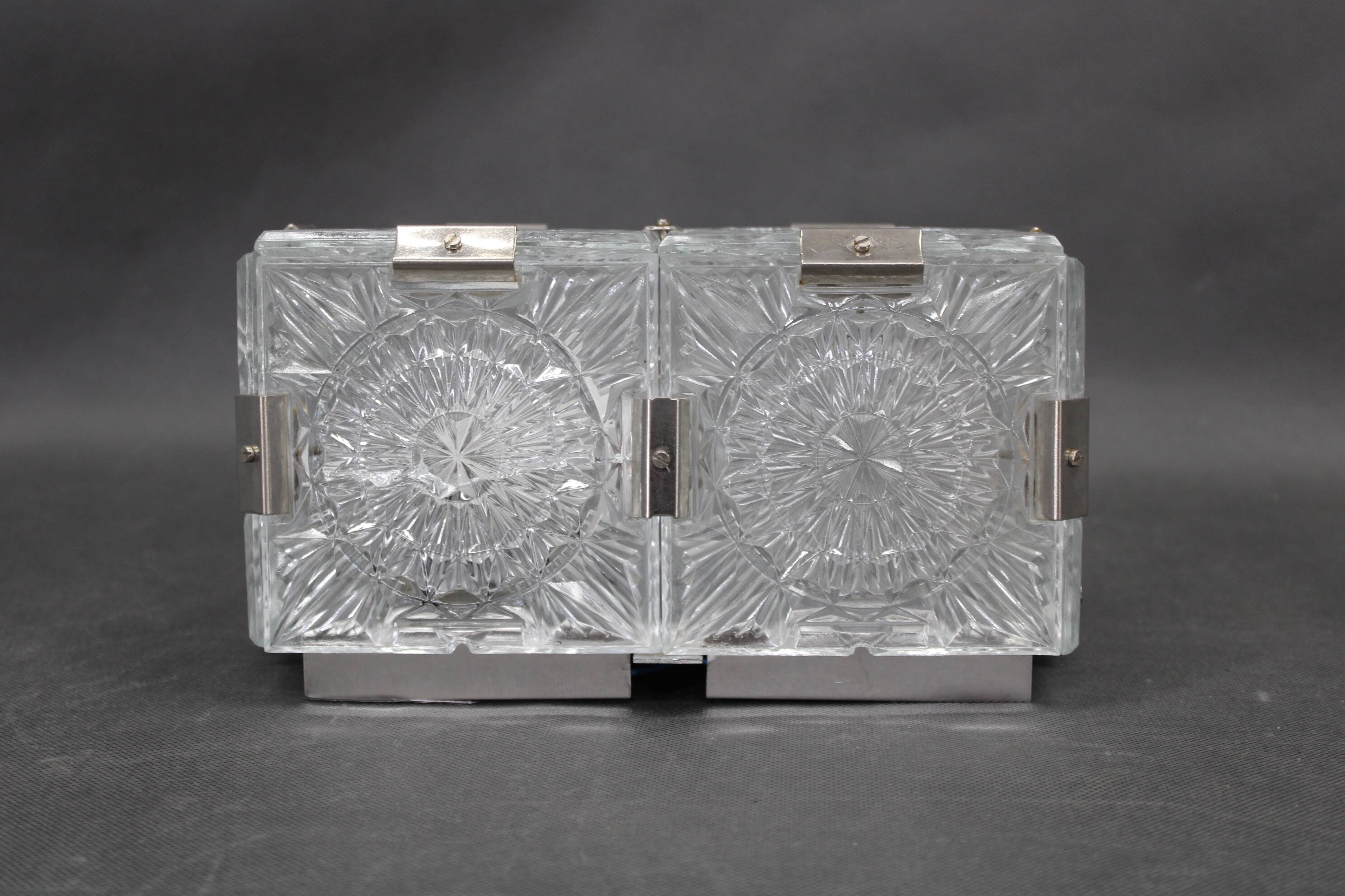 Pair of mid-century Czech glass wall lights by Kamenický Šenov