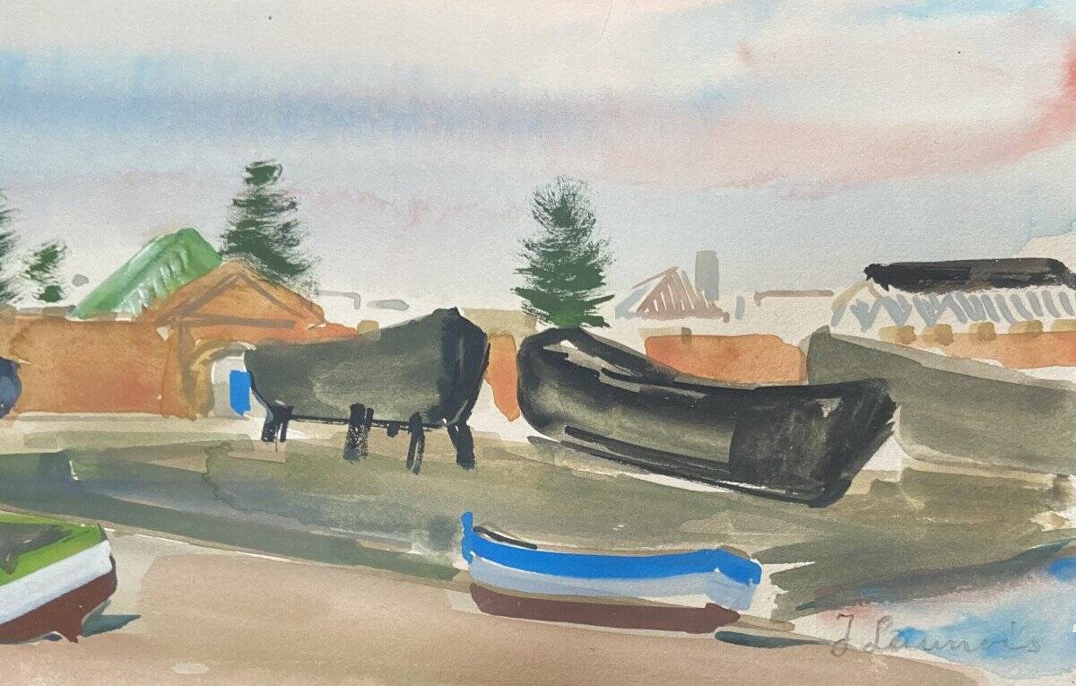 Jean Launois (1898-1942) Landscape of North Africa, A Port, Signed watercolour