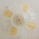 Vintage Murano chandelier/ceiling light with 16 white and amber leaves.
