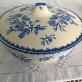Série de plats, saladier, soupière - décor bleu