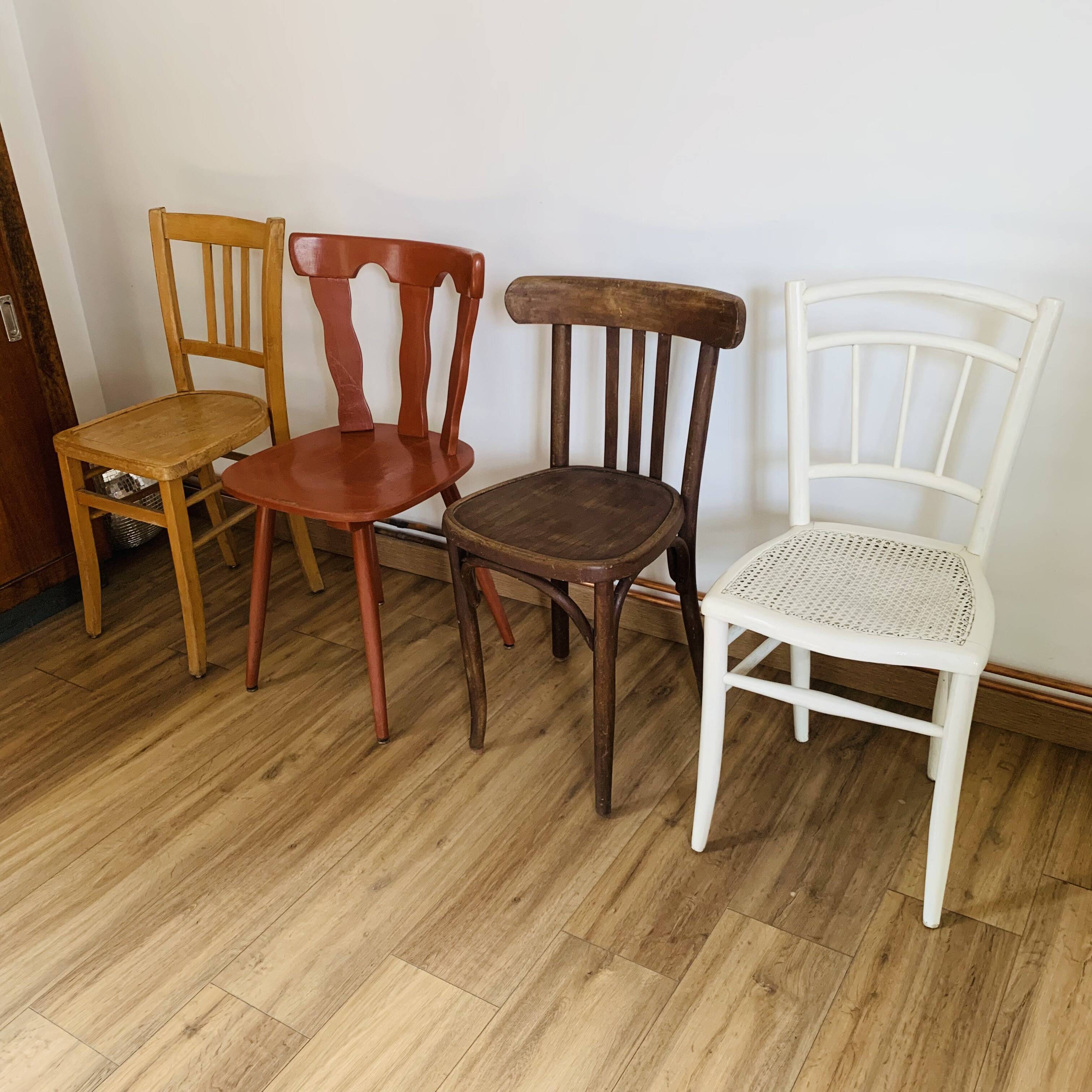 Set of 4 mismatched chairs