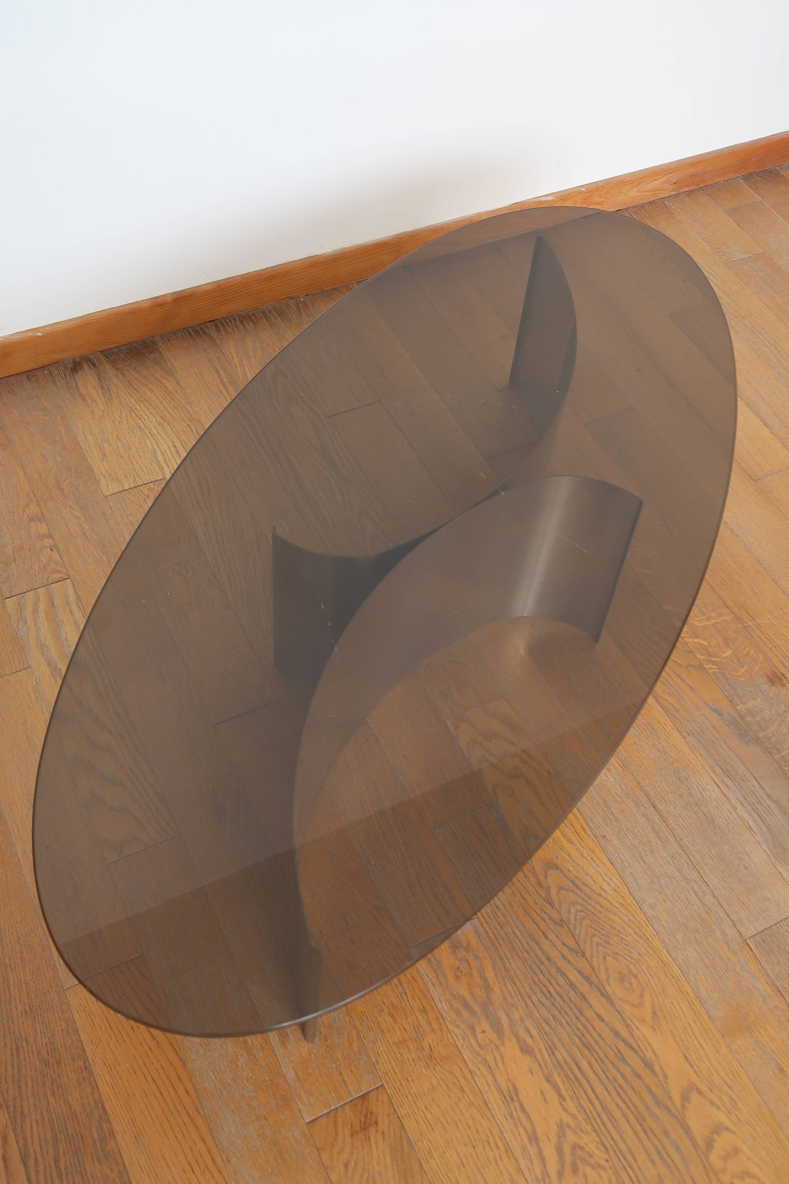 Coffee table smoked glass 70's