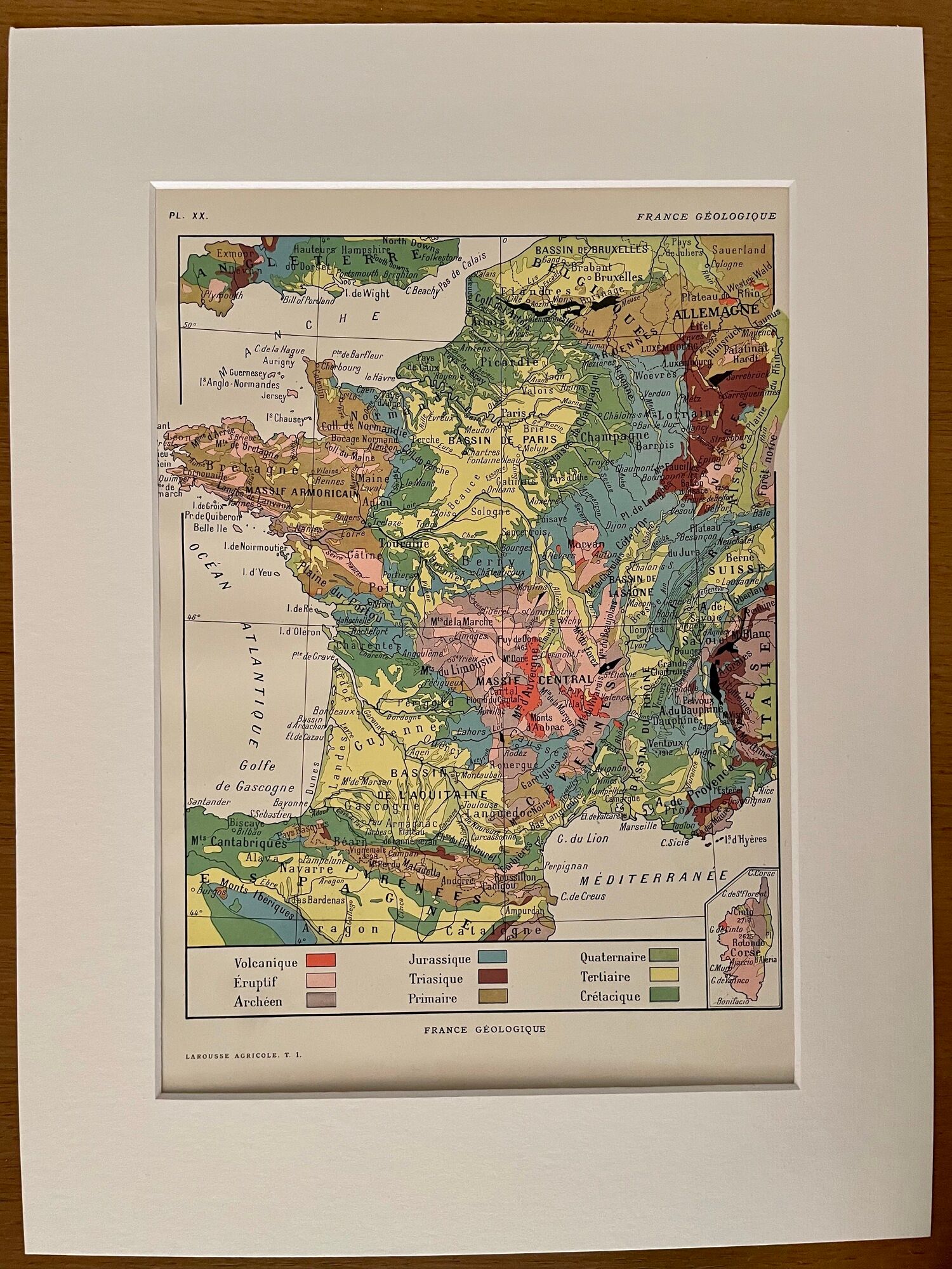 Old geological France map from 1921