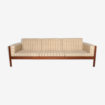 Vintage mid 20th century danish style day sofa, teak, wool upholstery, Scandinavian 1960s