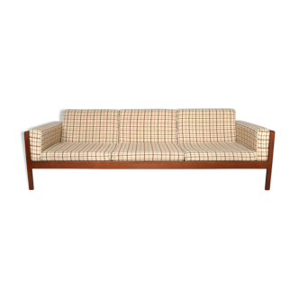 Vintage mid 20th century danish style day sofa, teak, wool upholstery, Scandinavian 1960s