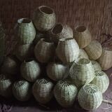 Set of 12 natural suspension wicker rigid