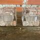 Pair of Modernist Cube Design Candle Holders Moulded Glass 1970s Vintage