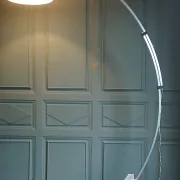 Arc floor lamp Guzzini triangular base Carrara marble. Italy 1968.