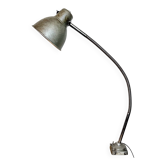 Lampe de table à col de cygne industrielle grise, années 1960