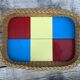 Rattan basket and coloured tiles, vintage 1960/70